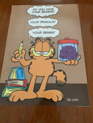 Vtg.  Garfield The Cat Poster By Argus 13.  5 " X19 " Brain Books Classroom Teacher