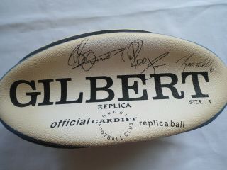 VINTAGE CARDIFF WALES SIGNED RUGBY BALL 2