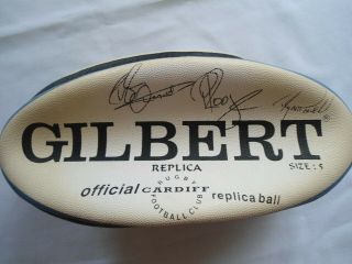 VINTAGE CARDIFF WALES SIGNED RUGBY BALL 4