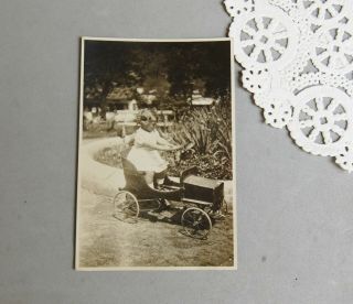 German Girl Child On Antique Chain Drive Pedal Car Model T Vintage Photo Id 