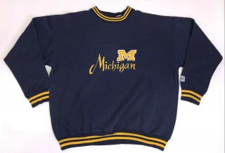 Vintage The Game Michigan Wolverines Blue Embroidered Crew Neck Sweatshirt Xl