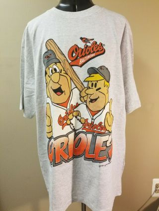 Vintage Mlb 1994 Baltimore Orioles Flintstones Baseball T - Shirt Size Xl Og Rare