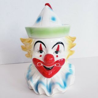 Clown Musical Cookie Jar Schmid Candy Man Japan Candy Dish Ceramic Vtg Music Box