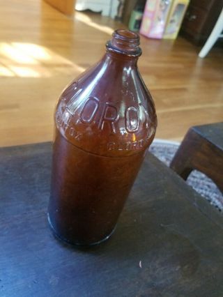 Vintage Brown Glass Clorox 32 Oz Bottle - Nr
