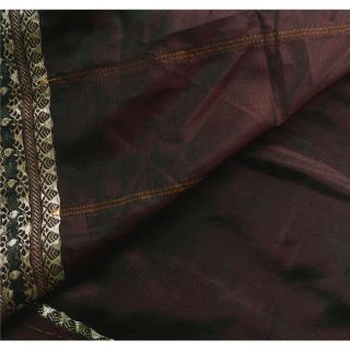 Sanskriti Vintage Brown Saree Pure Silk Zari Woven Craft 5Yd Fabric Premium Sari 6