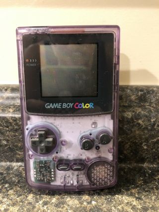 Vintage Nintendo Game Boy Color Handheld Console Atomic Purple With 3 Games 3