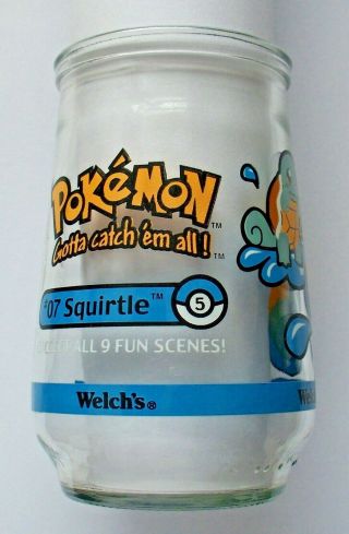 Vintage Welch ' s Jelly Glass Jar Pokemon 5 Squirtle in 1999 2