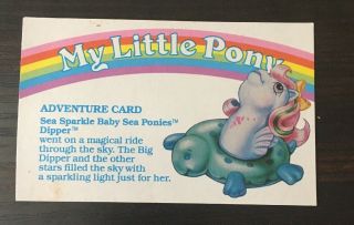 Vintage G1 My Little Pony Adventure Card Sea Sparkle Baby Ponies Dipper