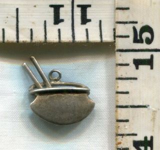 Vintage Sterling Bracelet Charm 81445 A Bag Of Knitting With Knitting Needles
