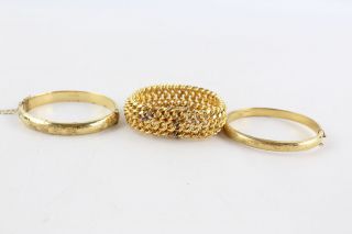 3 X Vintage Stamped 9ct Rolled Gold Bangles / Bracelet Engraved Designs
