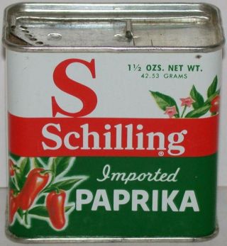 Vintage Spice Tin Schilling Paprika Mccormick Baltimore San Francisco Full Nrmt