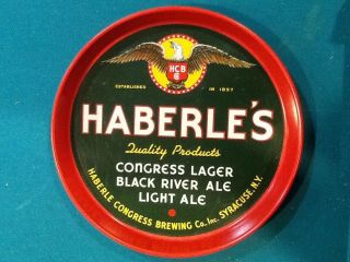 Vintage Haberle’s Serving Beer Tray Congress Lager Ale Syracuse Ny