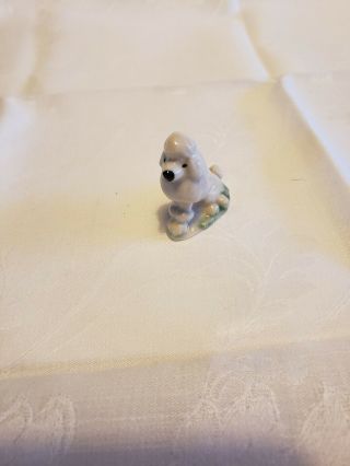 Vintage White Porcelain Poodle Mini Dog Figure
