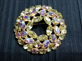 High End Vintage Jewelry Signed Weiss Brooch Pin Ab Rhinestone
