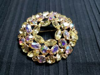 HIGH END Vintage Jewelry signed WEISS BROOCH PIN AB Rhinestone 2