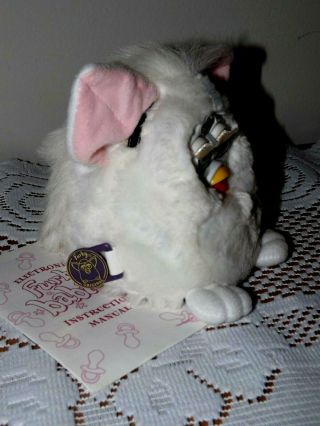 Vintage 1999 Tiger Furby Babies 70 - 940 White Hair w/ Pink Ears/ Tags 2