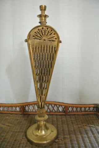 Antique Brass Peacock/phoenix Folding Fan Fire Guard/screen 38 " Wide