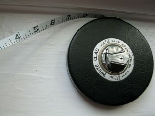 Vintage Lufkin Rule Company White Clad Steel Tape Measure 100 Banner White Clad 5