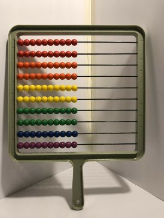 Vntg Ideal Modern Computing Abacus.  Handheld Math Count Teaching Tool 10x10x12