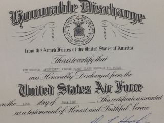 Vintage United States Air Force 1964 Honorable Discharge 25234