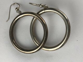 925 Sterling Silver - Vintage Hoop Dangle Drop Earrings