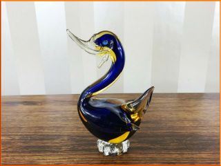 Vintage Murano Glass Duck Sommerso Cased Art Vetro Artistico Veneziano Bird