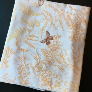 Vintage Vera Neumann Tablecloth Orange Brown Butterflies Ferns 50 X 68