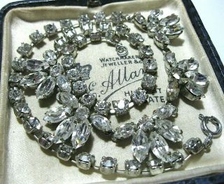 Vintage Jewellery Art Deco Sparkly Marquise Crystal Rhinestone Drop Necklace