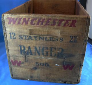 Vintage Winchester Small Arms Ranger Shotgun Shell Box 12 Gauge 2 5/8 Wood Crate 2