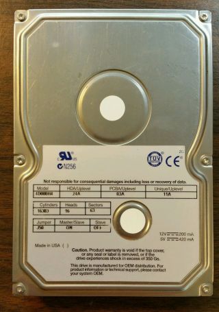 Vintage Maxtor 4d080h4 Nd4085t - 26 80gb Ata Ide 3.  5 " Hard Disk Drive Hdd Poker