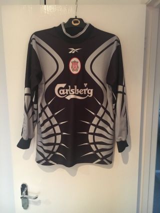 Vintage Liverpool Carlsberg Goalkeeper Shirt Reebok Size Youth