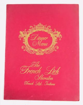 Vintage Dinner Menu The French Lick Sheraton Indiana Old