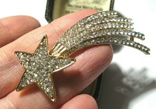 Vintage Art Deco Style Crystal Rhinestone Shooting Star Pin Jewellery Brooch