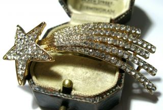 Vintage Art Deco Style Crystal Rhinestone Shooting STAR Pin Jewellery BROOCH 3