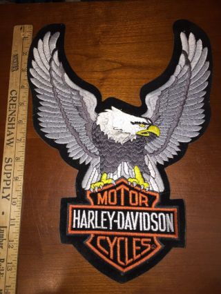 Vintage Harley Davidson Eagle Wings Bar & Shield 10”x14” Patch