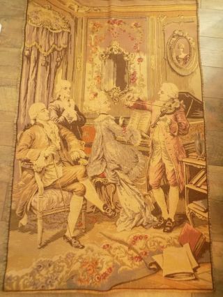 Vintage Tapestry Wall Hanging Made In France 53 1/2 " X 34 " Music Violin Piano