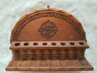 Wooden Vintage Smoking Pipe Racks Stand Rest Tobacco Carved