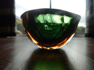Vintage Murano Glass Faceted Geode Bowl - Green & Brown (Slight Damage) 2