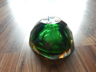 Vintage Murano Glass Faceted Geode Bowl - Green & Brown (Slight Damage) 7