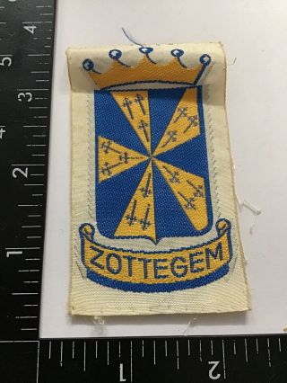 Vtg Zottegem Belgium Travel Souvenir Patch Emblem Crest Badge