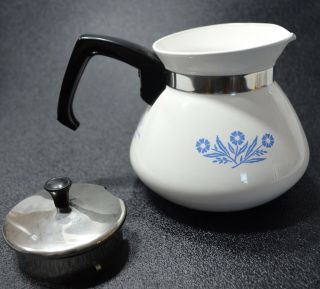 Vintage Corning Ware 6 cup P - 104 Cornflower Coffee Tea Pot 5