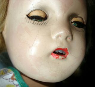 Antique 1940 ' s Composition doll with teeth.  Wonderful. 7