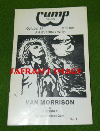 Vintage 1978 Van Morrison & Rockpile Rutgers Concert Program Collectors L@@k
