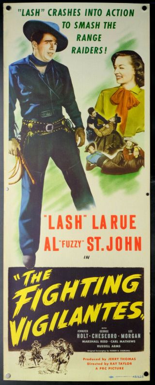 Vintage 1948 The Fighting Vigilantes Lash Larue Al Fuzzy St.  John Movie Poster