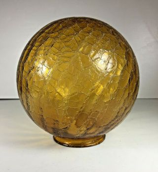Large Vintage Amber Crackle Glass Globe Lamp Shade Replacement Part