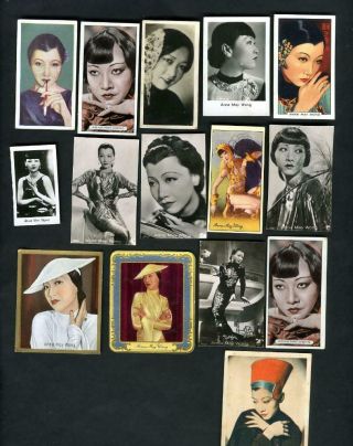 Vintage Anna May Wong Fifteen (15) Assorted Cards 1930s Exquisite Beauty
