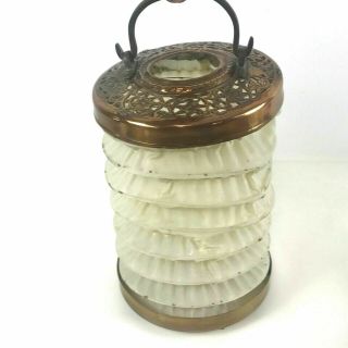 Vintage Copper Japanese Hanging Lantern Collapsing Chochin