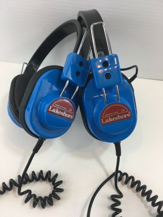 Vintage Lakeshore Heavy Duty Blue Headphones Great For School Listening Centers