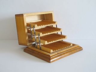 Vintage Decorated Wooden Cigarette Box - Holds 40 Cigarettes