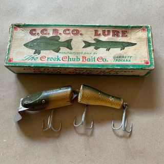 Vintage Jointed Creek Chub Pikie Wood Lure Glass Eyes